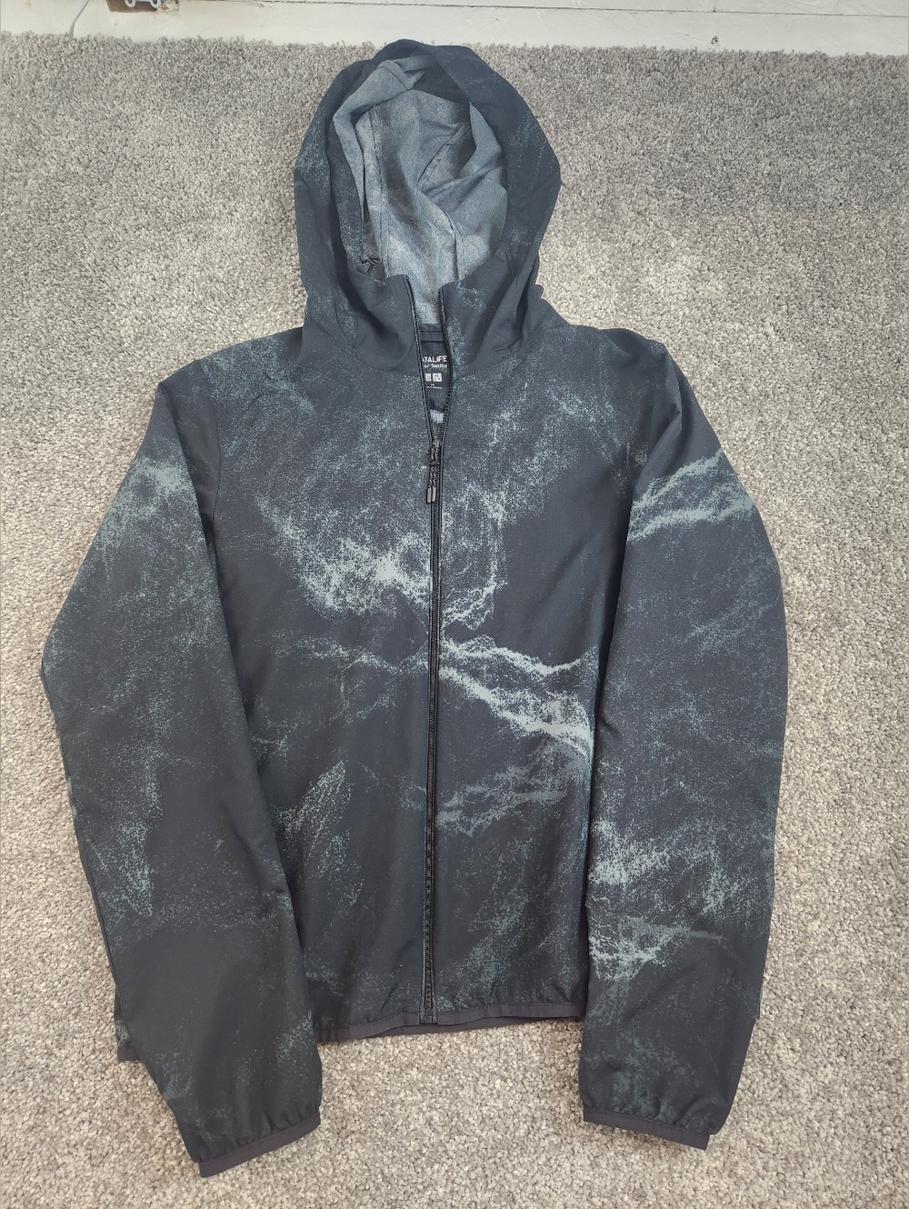 Uniqlo Peter Saville Datalife Design Windbreaker Jacket Black Full Zip Size XS